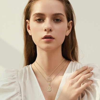 Moissanite letter initial necklace set | Gold 18k