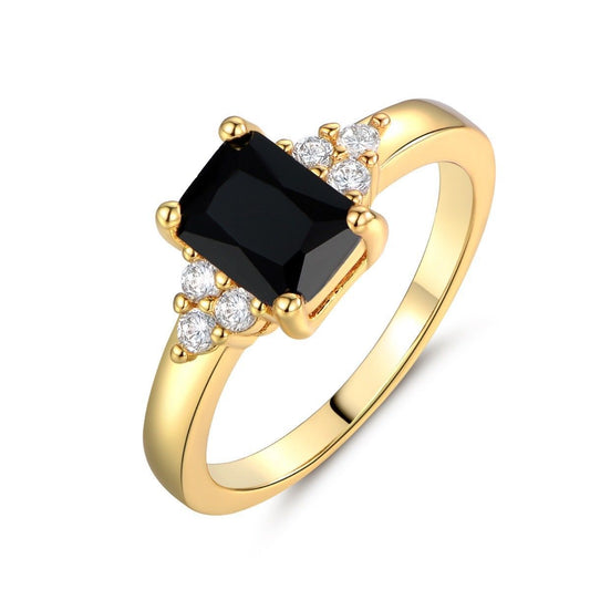 Black Spinel Baguette Ring | Gold 14k