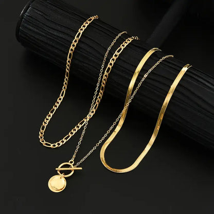 Savira Textured Coin Layered Necklace | Gold 18k