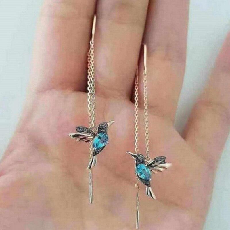 Orecchini con smalto colibrì e zirconi